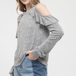 Grey Cold Shoulder Sweater